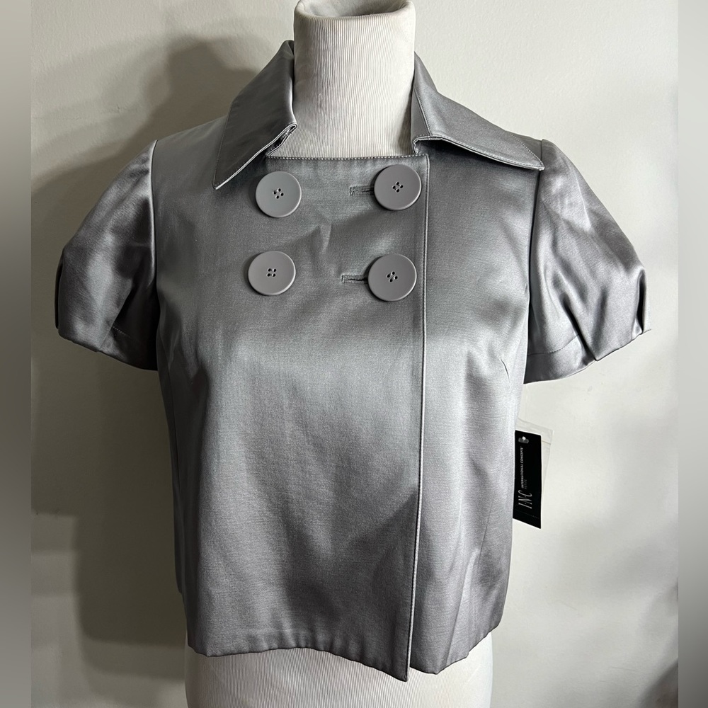 INC international concepts pea coat top/ short sleeve blazer